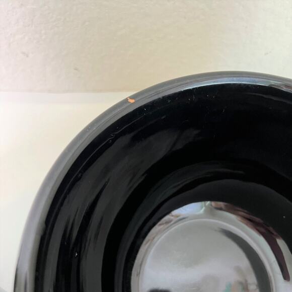 Vintage Black Glazed Redware Pottery Bowls Set of 2 Planter Mixing Bowls 1970s - Picture 3 of 8